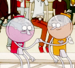 Benson and his protege in stick hockey, Dave